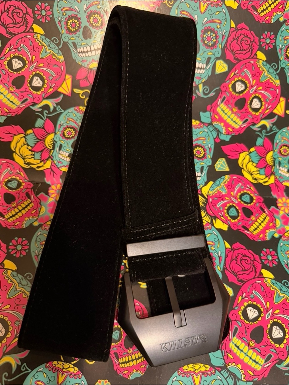 KILLSTAR NWOT Black Faux Velveteen Belt with Matte Black Buckle